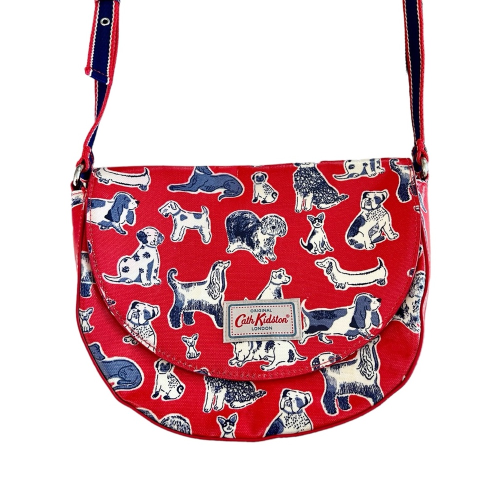 Cath Kidston Red Squiggle Dog Saddlebag Crossbody Purse